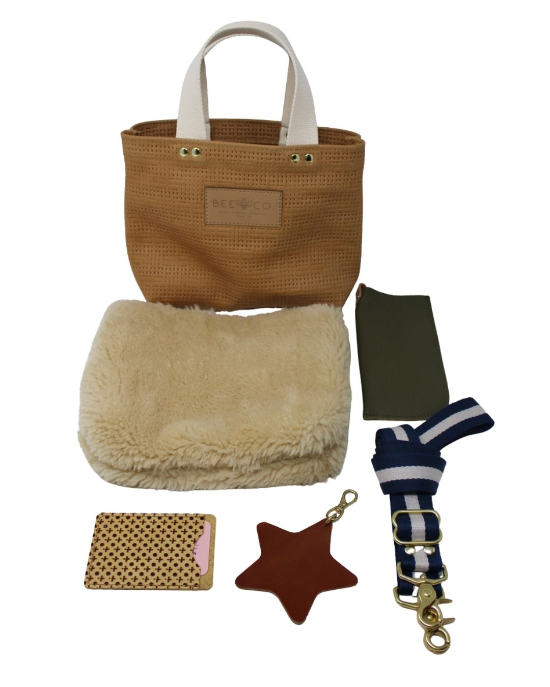 Micro Judy Tote in woven tan