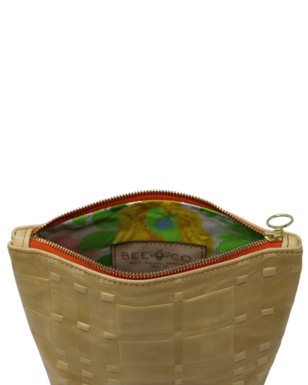 Stella Makeup Bag in yellow plaid leather