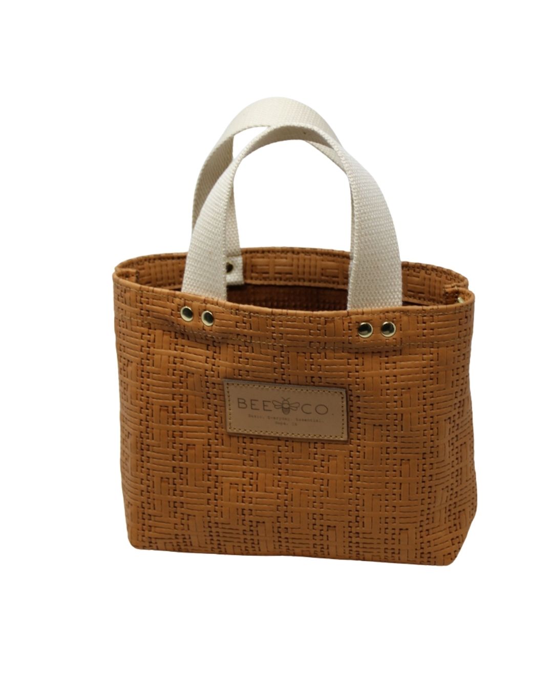 Micro Judy Tote in woven tan