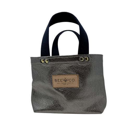 Micro Judy Tote Bag in metallic gunmetal