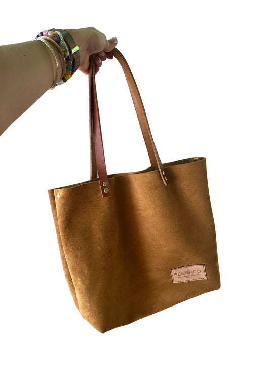 Judy Tote in toast suede