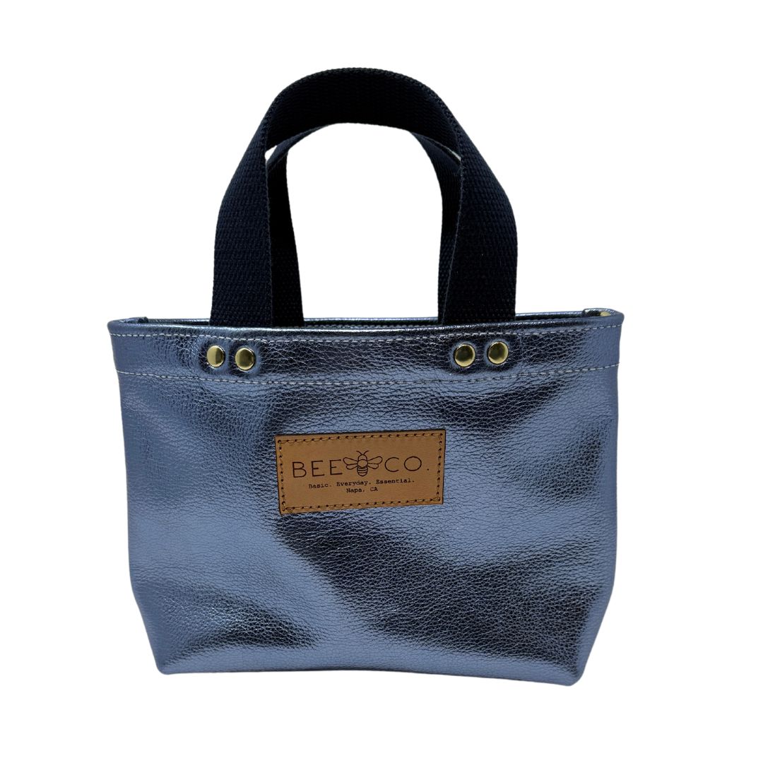 Micro Judy Tote Bag in metallic blue