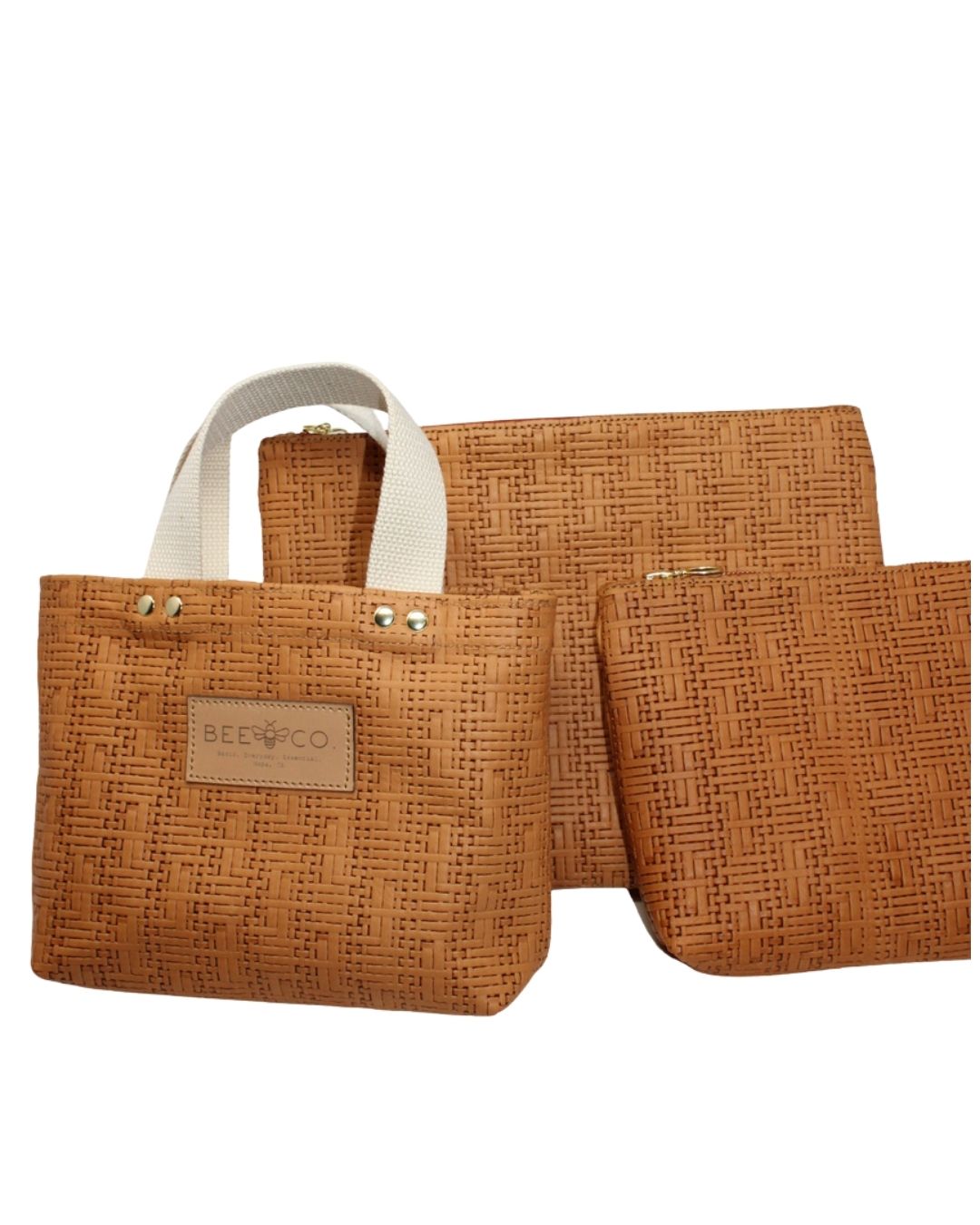 Micro Judy Tote in woven tan