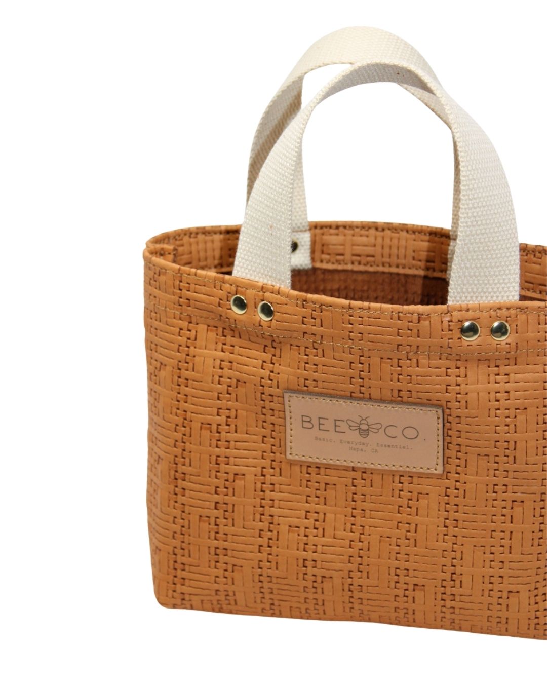 Micro Judy Tote in woven tan